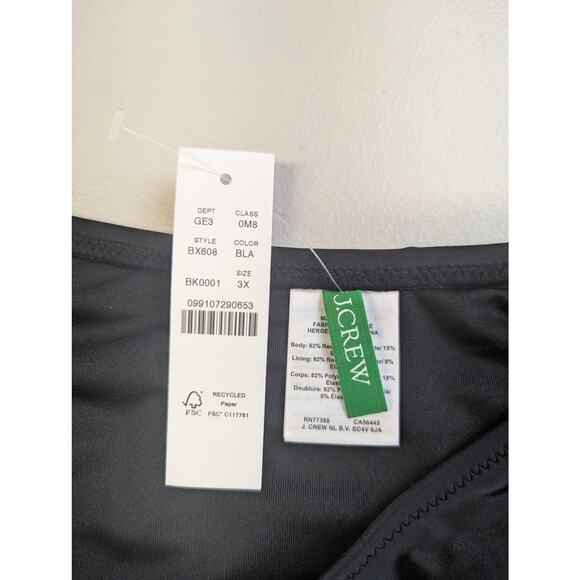 NWT J Crew High-Leg Bikini Bottoms Womens 3X Black Mid Rise Classic Preppy - Picture 3 of 3